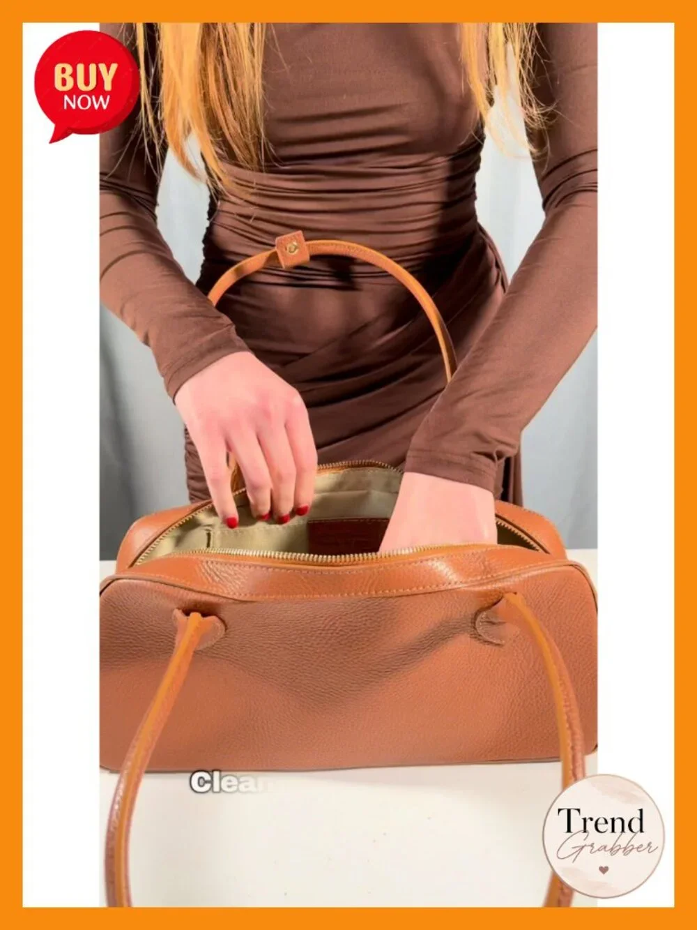 Genuine Calf Leather Satchel Shoulder Bag Top Handles